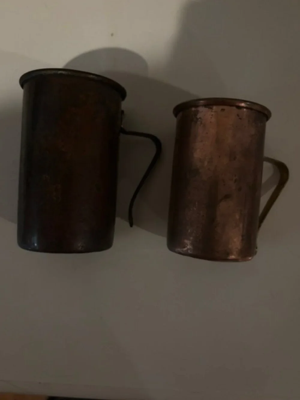 Vintage Graduated Copper Measuring Cup Set 2 Pieces (1/2 cup; 1 cup)